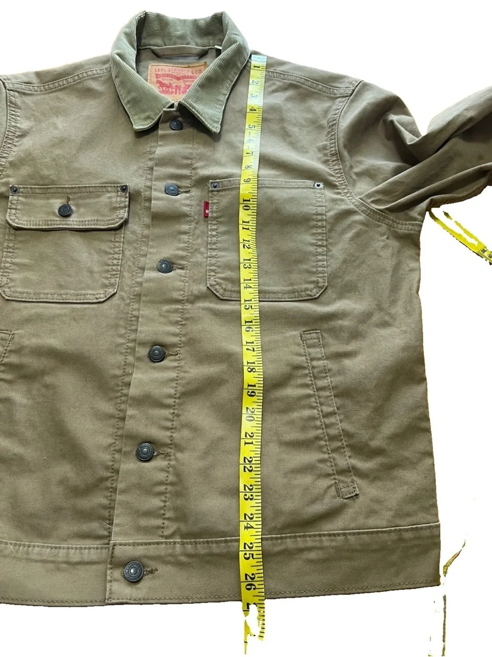 Levi’s Stock Trucker Jacket A0730-0006 Medium NWOT Tan Canvas Corduroy Collar - Picture 4 of 7